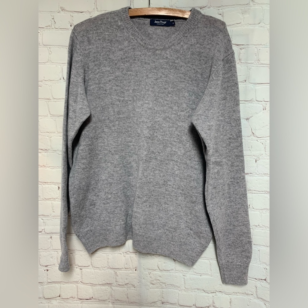 James Pringle Wool Heather Gray Crewneck Sweater Size M